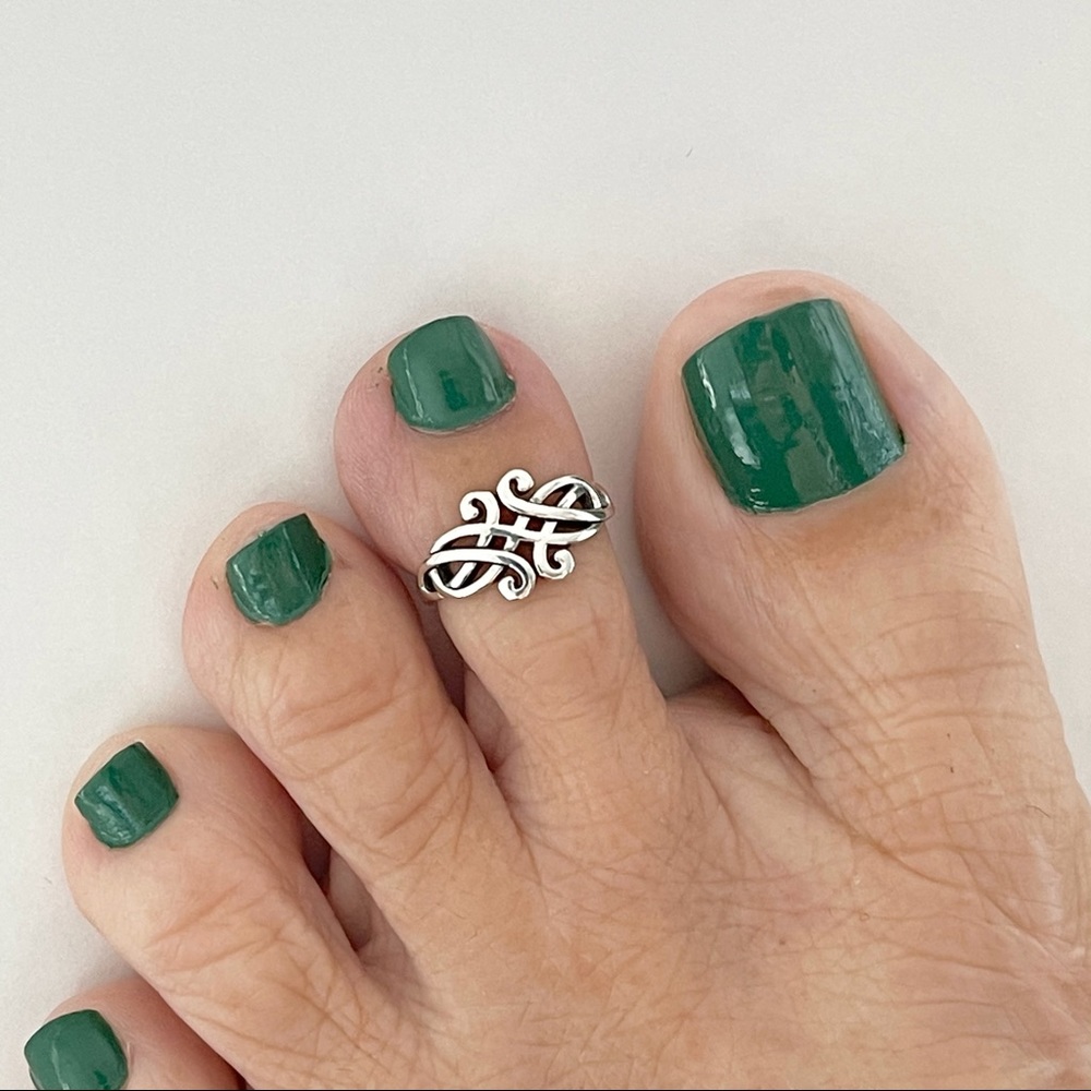Sterling Silver Celtic Toe Ring, Silver Ring - image 8